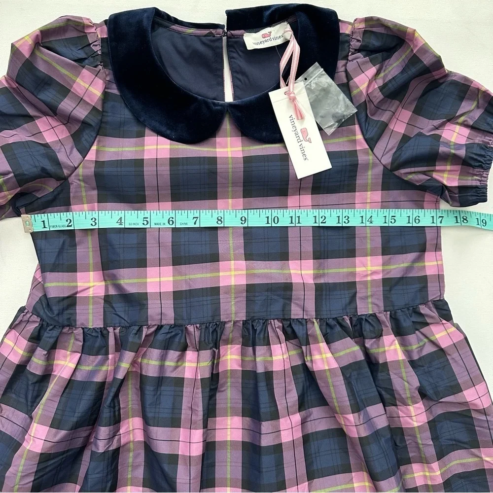 Vineyard Vines Girls' Collared Taffeta Holiday Dress Size M
